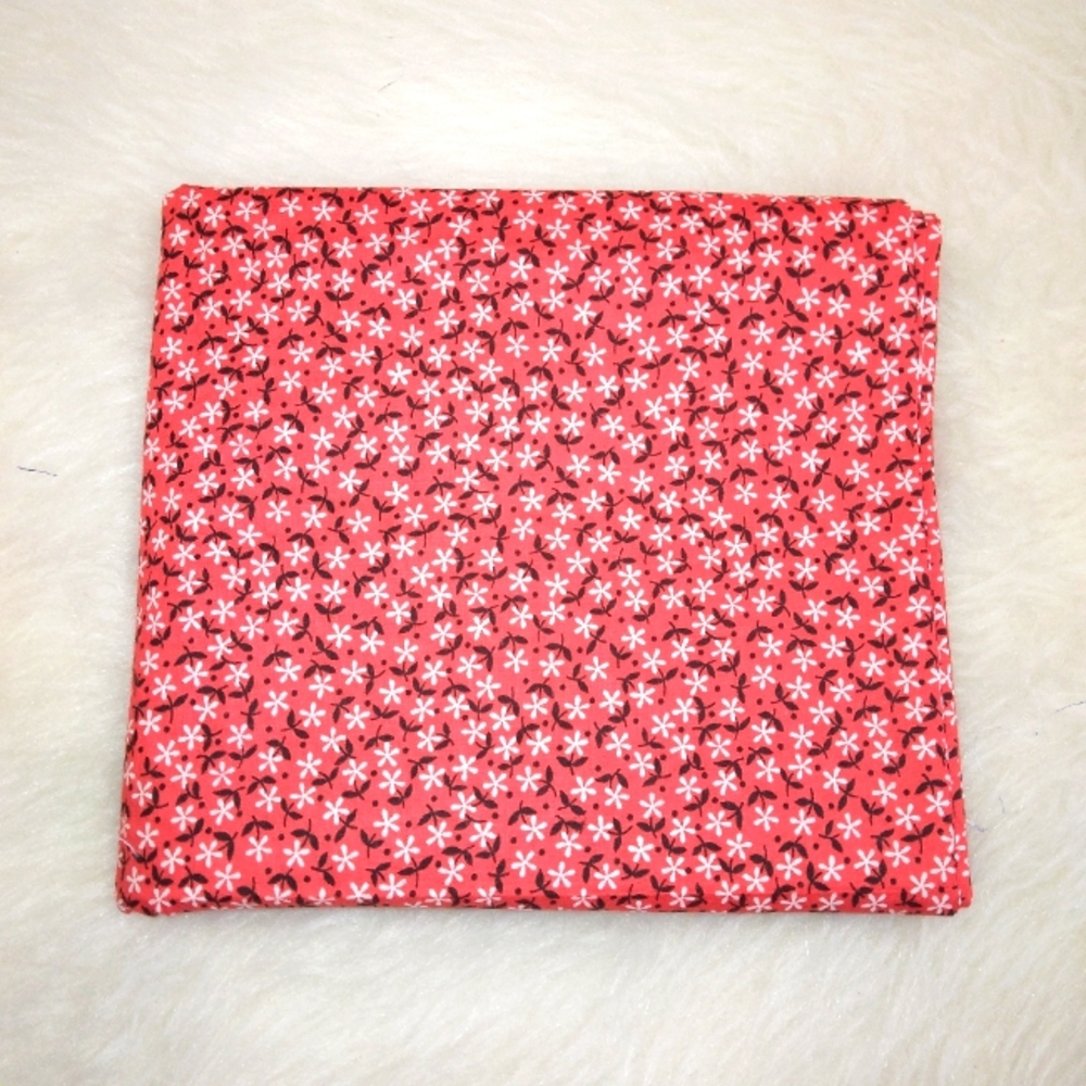 FABRIC Vintage red Calico with black and white small floral, 2 yards x 36